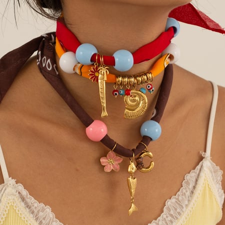 1 Piece Colorful Flower Fish Stainless Steel Gold Color Women's Pendant Necklaces 2