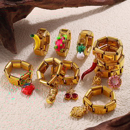 1 Piece Stainless Steel Gold Color DIY Statement Ring 2