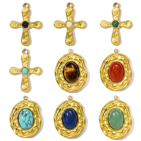 1 Piece Elegant Cross Natural Stones Women's Pendants 2