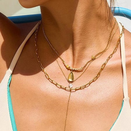 1 stuk elegante glazen druppelvormige roestvrijstalen damesketting met hanger 2