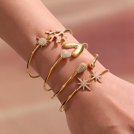 1 Piece Vacation Coral Stainless Steel Gold Color Women's Bangles