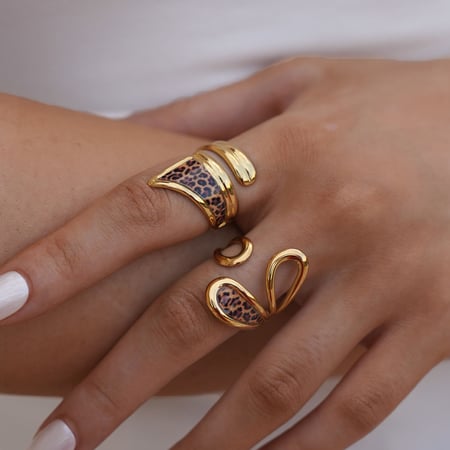 1 Piece Simple  Casual Leopard Print Stainless Steel Statement Rings 2