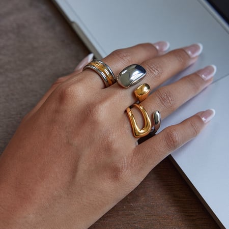 1 Piece Annular Stainless Steel Silver&Gold Color Minimalist Rings 2
