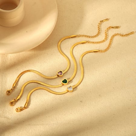1 Pair Romantic Series Classic Heart Stainless Steel  Chain Bracelets