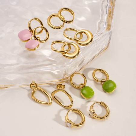 1 Pair Simple Series Elegant Solid Color Stainless Steel Women's Hoop Earrings 2