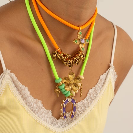 1 Piece Tropical Horseshoe-shaped Stainless Steel Gold Color Women's Pendant Necklaces