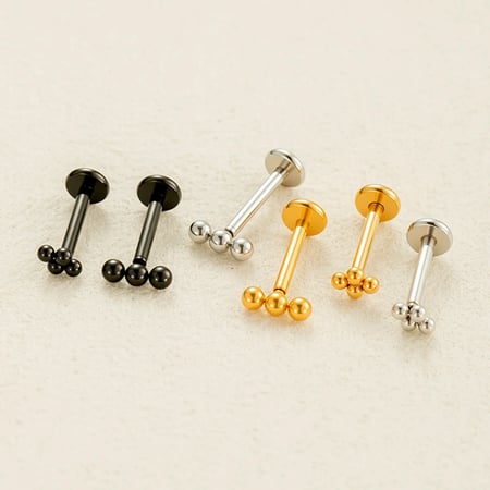 1 Piece Daily Ball Stainless Steel Gold Color Women's Piercings Earrings 2