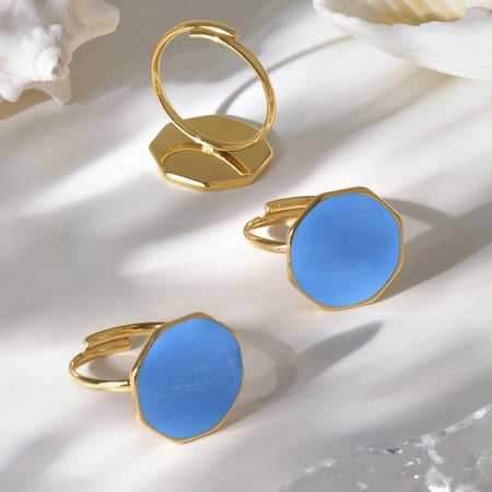 1 Piece Hexagon Enamel Dripping Stainless Steel Gold Color Statement Rings