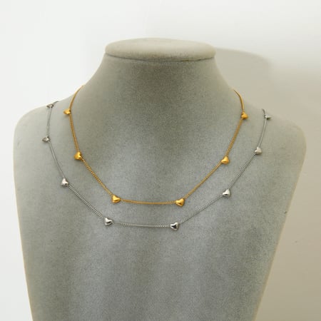 Three Dimensional Heart Shaped Stainless Steel Chain DIY Women's Necklace 2