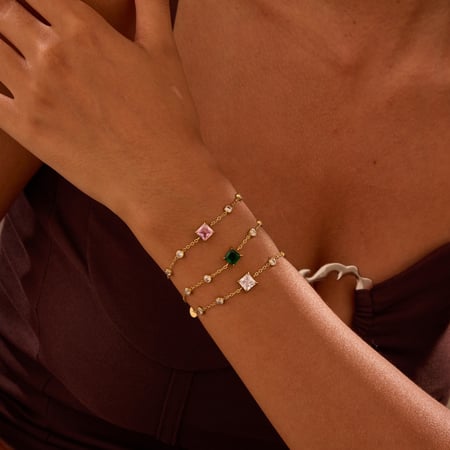 1 stuk eenvoudige rechthoekige roestvrijstalen zirkonia-armbanden voor dames