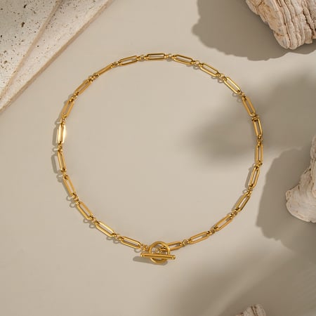 Collana con catena color oro in acciaio inossidabile da 1 pezzo 2