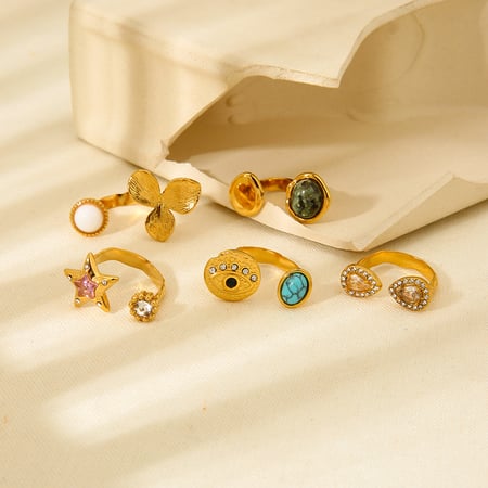 1 Pair Luxurious  Retro Geometric Stainless Steel Women's Statement Rings