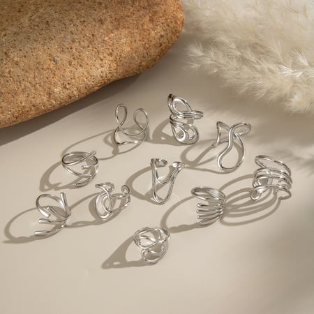 1 Piece Simple Series Casual Irregular Shape Stainless Steel Statement Rings 2