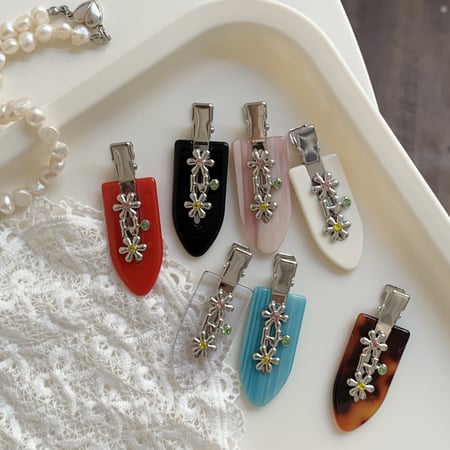 1 paire de pinces à cheveux pour femme en acétate, série classique, motif fleur douce