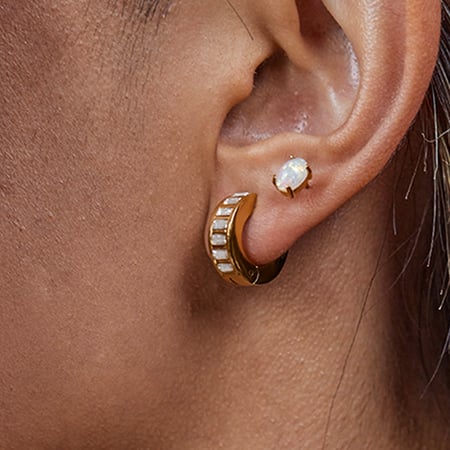 1 Pair Luxurious Solid Color Stainless Steel Gold Color Women's Hoop Earrings