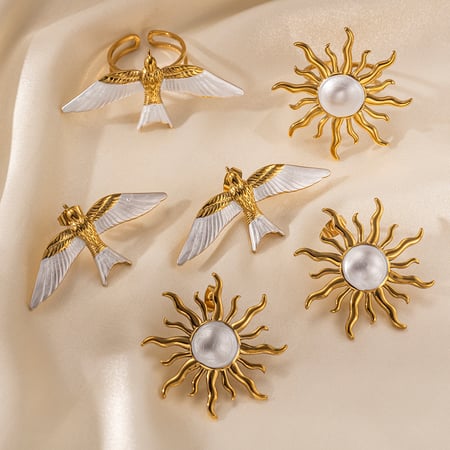 Vögel Edelstahl Ohrringe Set 2