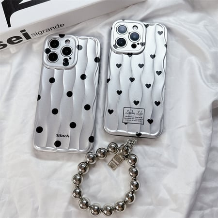 High-end Light Luxury  Heart and Polka Dots Women's Phone Cases