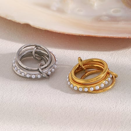 1 stuk Eenvoudige serie Elegante cirkelvormige roestvrijstalen damesringen met edelstenen 2