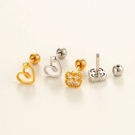 1 Adet Bakır Altın Renkli Zirkonyum Piercing Küpe