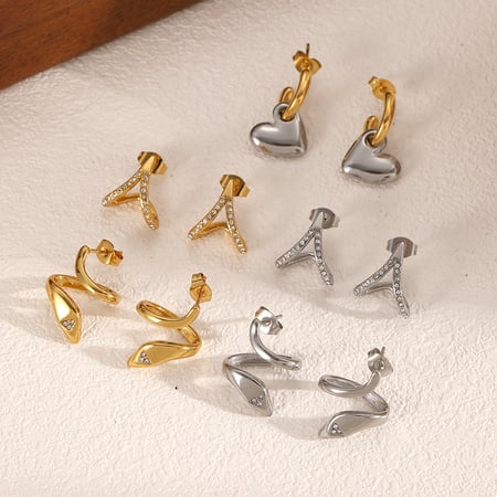 1 paio di orecchini a bottone Simple Curse in acciaio inossidabile color oro da donna 2