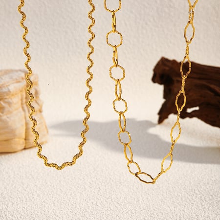 1 Piece Simple Stainless Steel  Gold Color Chain Necklace 2