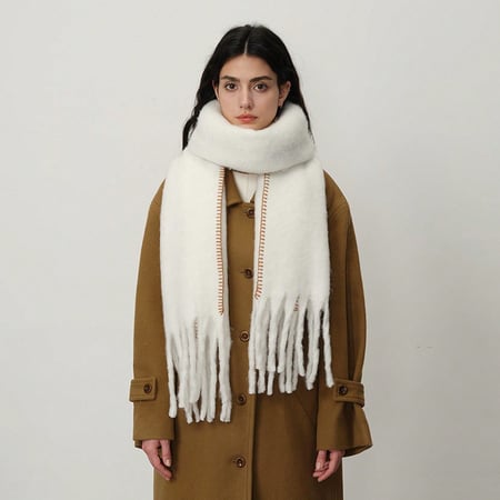 1 Stück einfache einfarbige Polyester-Winterschals für Damen 2