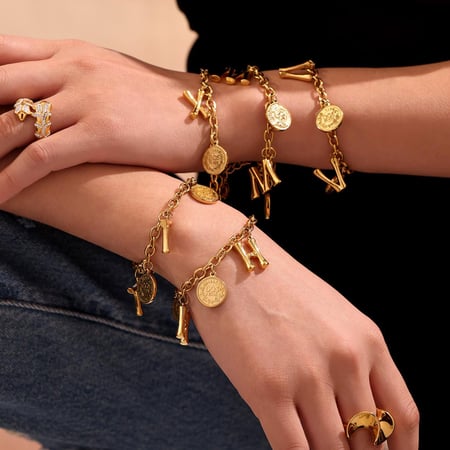 1 Piece Daily Letter Stainless Steel Gold Color Women's Charm Bracelets 2