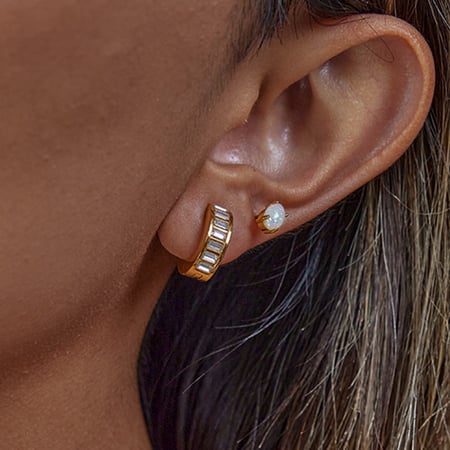 1 Pair Luxurious Solid Color Stainless Steel Gold Color Women's Hoop Earrings 2