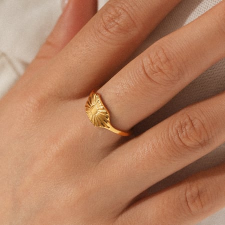 Anillos llamativos de acero inoxidable de 1 pieza, serie Simple Daily Sun