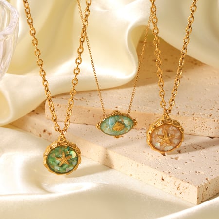 Vacation Turtle Stainless Steel  Gold Color Shell Women's Pendant Necklaces 2