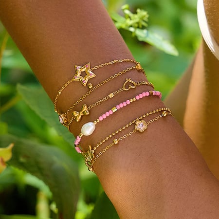 1 Piece Charming Star Stainless Steel Gold Color Women's Charm Bracelets 2
