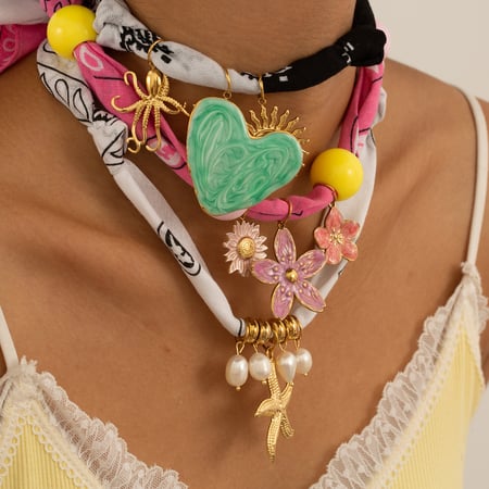 1 stuk Vivid Vacation Heart roestvrij staal goudkleurige dames hanger kettingen