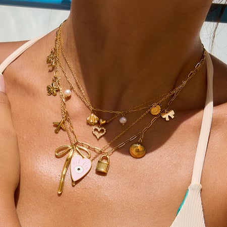 1 Piece Cute Devil's Eye Stainless Steel Gold Color Women's Pendant Necklaces