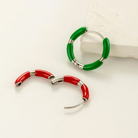 Boucles d&#39;oreilles créoles colorées en acier inoxydable pour femme, 1 pièce