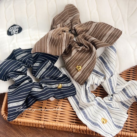 1 pezzo di scrunchies da donna in tela a strisce classiche 2