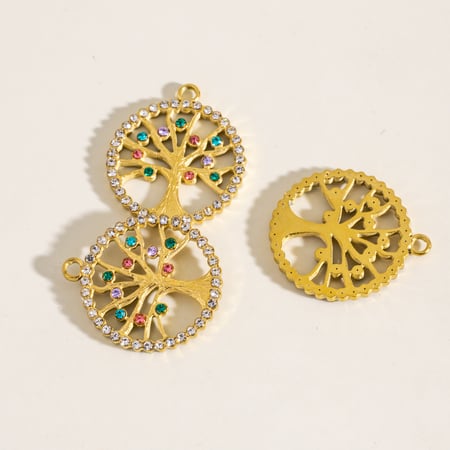 Pendentif vintage en acier inoxydable à faire soi-même, motif arbre de vie
