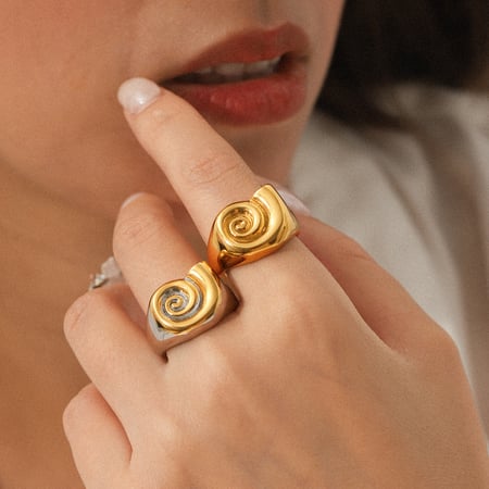 1 stuk Daily Lines roestvrijstalen gouden statement ringen 2