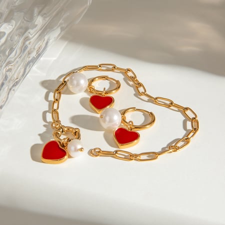 1 stuk romantische hartvormige armband van roestvrij staal met gouden bedel 2