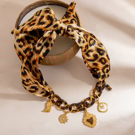 1 stuk luipaard stoffen hanger ketting 2