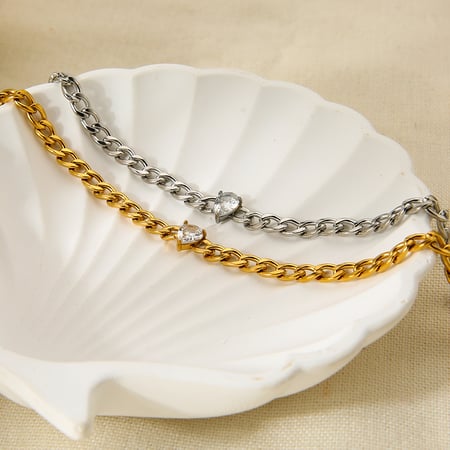 Pulsera de cadena de acero inoxidable con diseño de gotas, sencilla y diaria, de 1 pieza