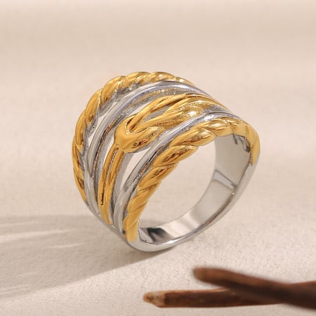1 Piece Simple Series Casual Mixed Color Stainless Steel Statement Rings