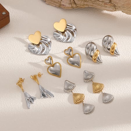 1 Pair Stainless Steel Mixed Color Stud Earrings