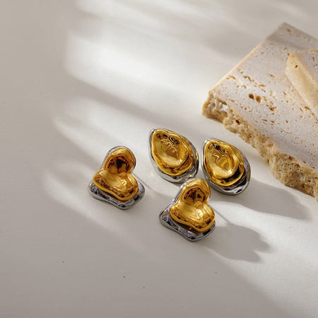 1 paar Hartvormige oorbellen van roestvrij staal in gemengde goud- en zilverkleur voor dames 2