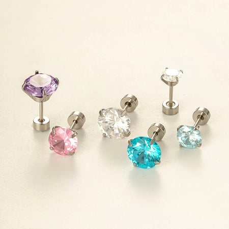 1 Piece Stainless Steel Zircon Piercing Earring 2