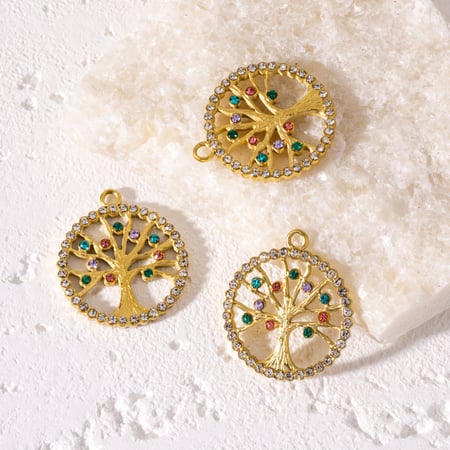 Pendentif vintage en acier inoxydable à faire soi-même, motif arbre de vie 2