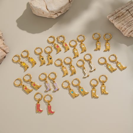 1 paar eenvoudige onregelmatig gevormde oorbellen van roestvrij staal met gouden hanger voor dames