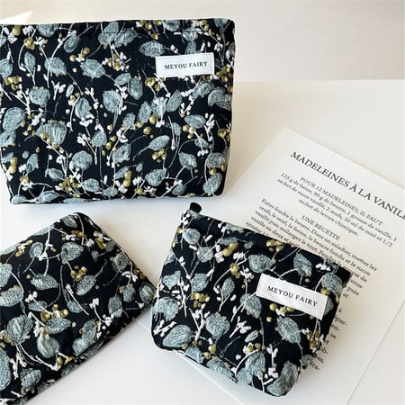 1 pezzo, elegante borsa per il trucco da donna in poliestere con fiori della serie romantica