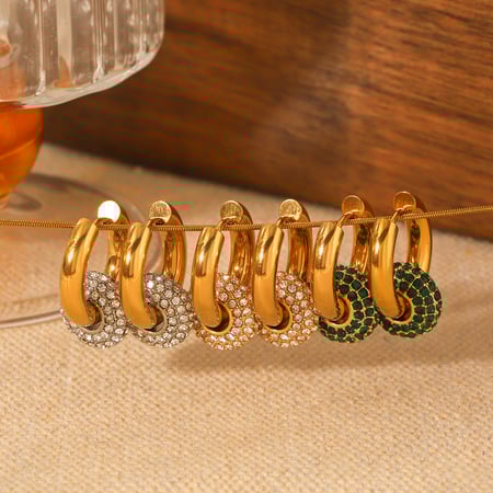 Simple Series Daily Geometric Stainless Steel  Zircon Women's Drop Earrings
