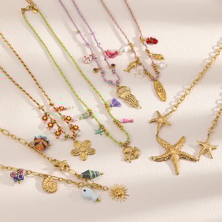 1 Piece Oceanic Stainless Steel Gold Color Pendant Necklace 2