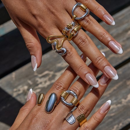 1 Piece Modern Rectangular Stainless Steel Gold Color Statement Rings